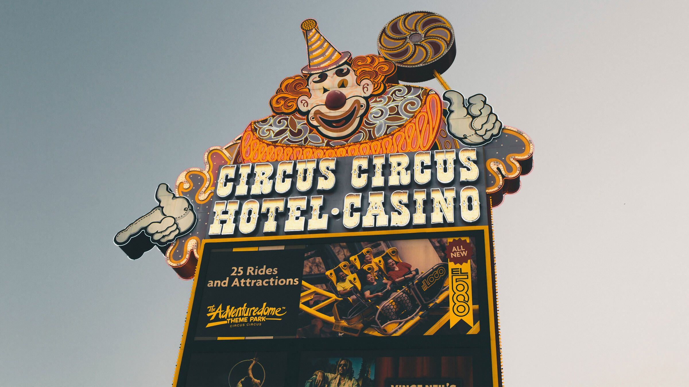 circus_circus_sign_2400x1350 Circus Circus Las Vegas sign with clown and Adventure Dome advertising
