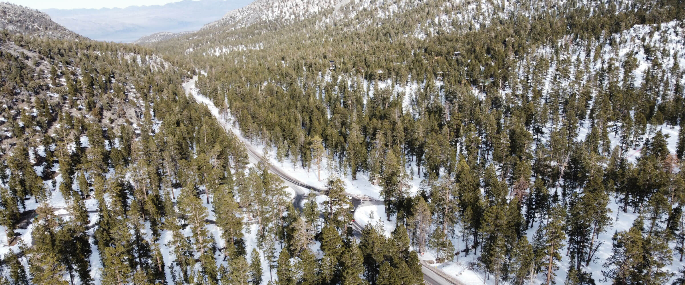 Mt Charleston snowy roads from above