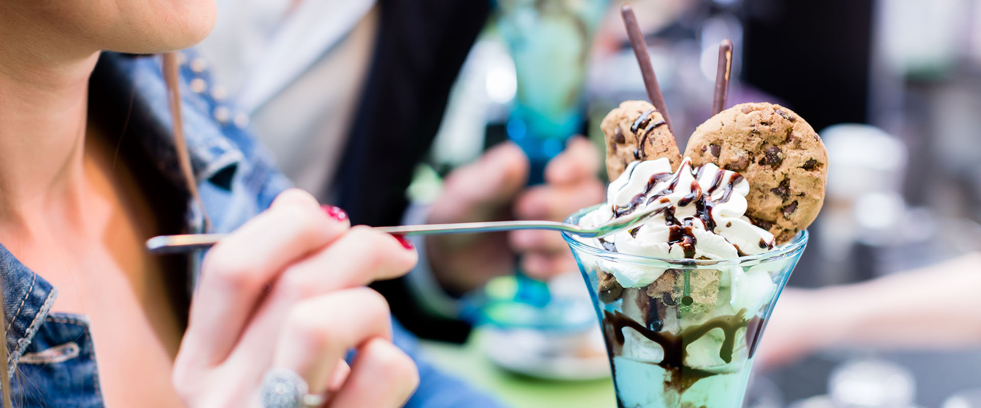 Woman eating ice cream