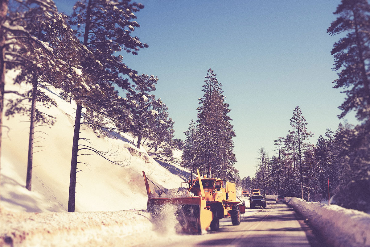 Mount Charleston roads with snow plower